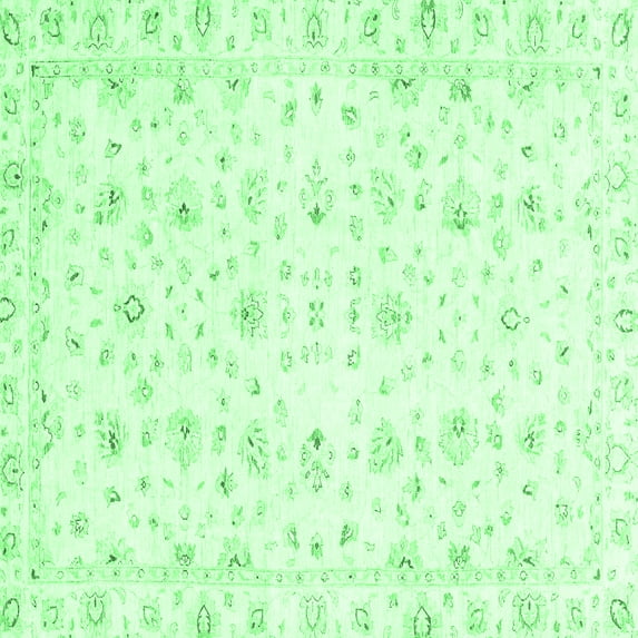 Ahgly Company Indoor Square Oriental Emerald Green Traditional Area Rugs, 3' Square