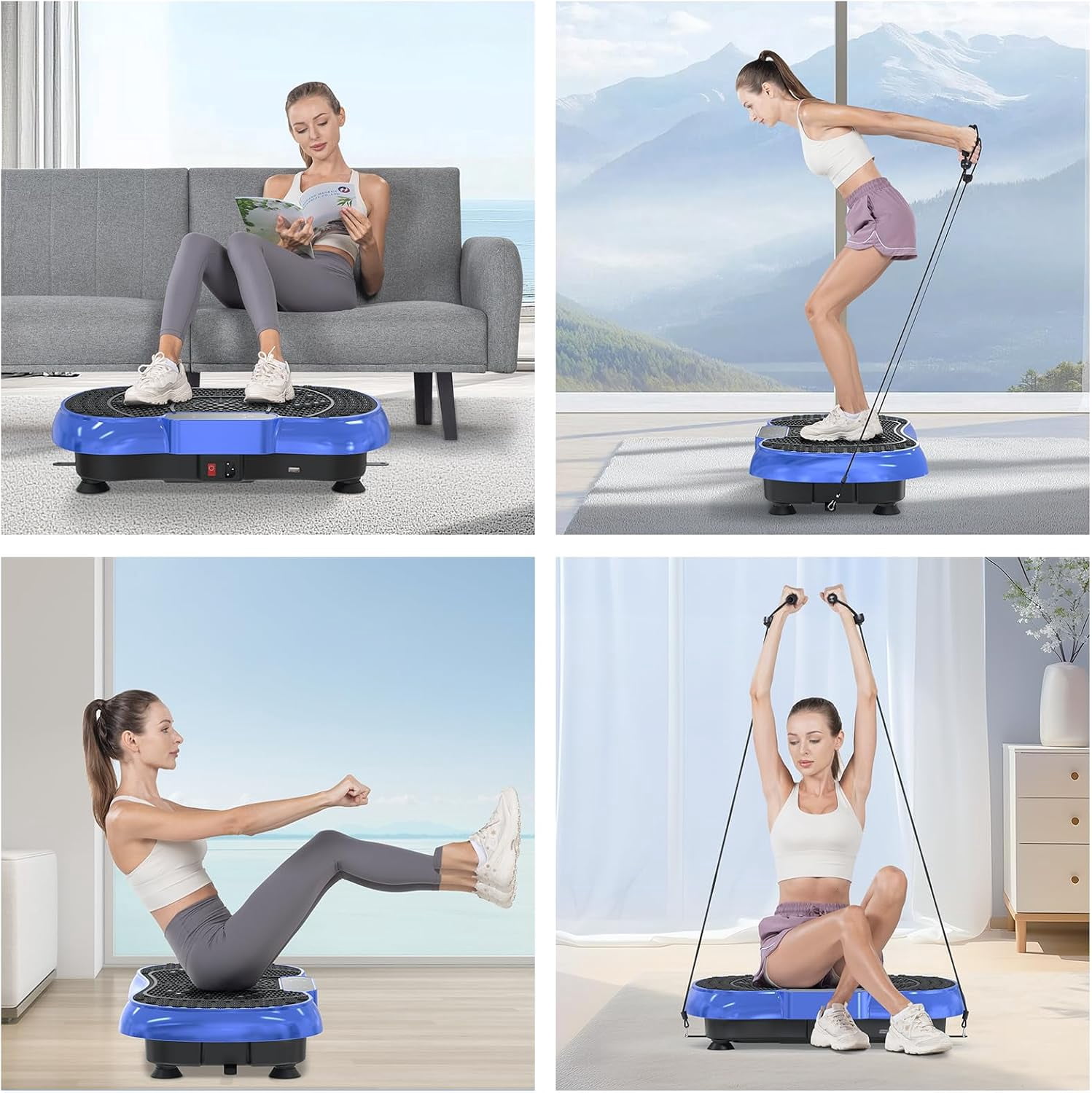 Vibration Plate Exercise Machine for Weight Loss, 220W Power Plate Vibrating Plate with 99 Speed Levels, Full Body Workout Trainer with Resistance Bands, Supports Lymphatic Drainage, 150KG Capacity
