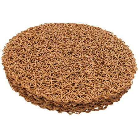 

Round Paper Woven Placemats Decorative Rope Mesh Place Mats for Dining Party and Wedding 12PCS