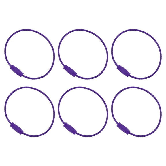 Uxcell 5.9" Length Wire Keychain Cable, 6 Pack Stainless Steel 1.5mm Key Ring Loop for Outdoor Hiking Sport, Dark Purple