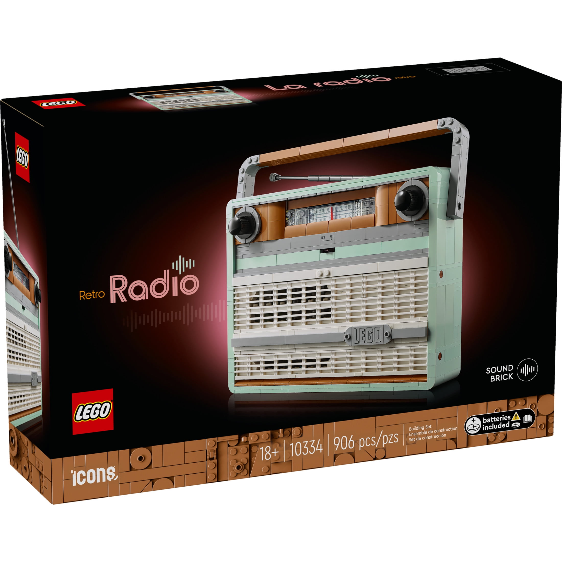 LEGO Icons Retro Radio Building Set for Adults - Home Decor for Bedroom, Living Room, Desk for Vintage Aesthetic with Sound Effects & Smart Phone Integration- Gift for Graduation - 10334