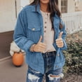 thumbnail image 2 of Yokua Women's Casual Lapel Loose Button Down Long Sleeve Corduroy Jacket with Pockets, 2 of 7
