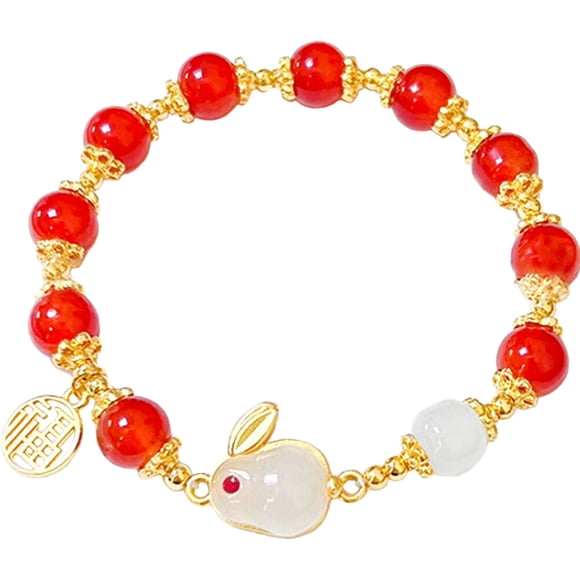 SHISUYAN Rabbit Charm Bracelet Alloy Round Beads Elegant Design 1Pack
