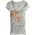 thumbnail image 1 of Aeropostale - Playera gráfica con cuello ancho para mujer, gris, extragrande, 1 of 1