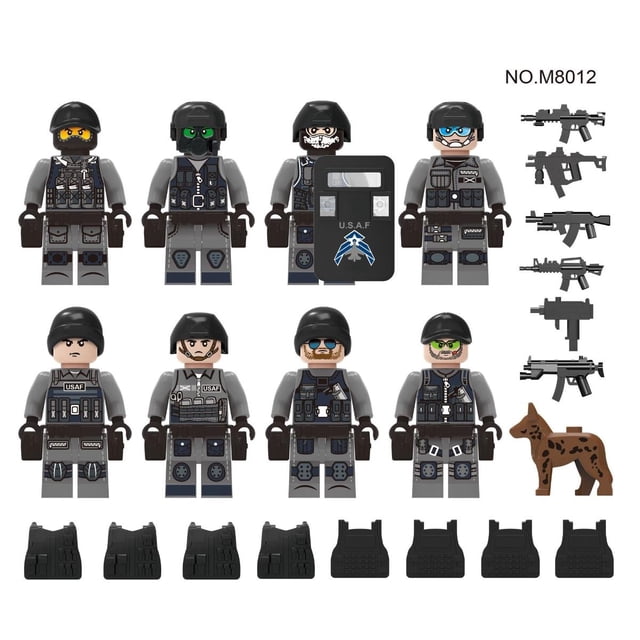 Set de figuras de bloques de construcción militares: kit de minifiguras de ejército para armar, juguetes de bloques de soldados personalizables para niños y coleccionistas.