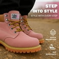 thumbnail image 3 of Women’s Work Boots | Waterproof Leather Work Boots for Women | Oil & Slip-Resistant Soft Toe Boots for Women | Premium Nubuck Leather | Lightweight and Comfortable | Pink Leather - 5M, 3 of 7