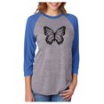 thumbnail image 1 of Girls Summer Butterfly Graphic Baseball Jersey: 3/4 Sleeve Fashion Shirt with Trendy Design XX-Large blue/gray, 1 of 5