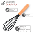 thumbnail image 3 of Classic Stainless Steel Wooden Handle Whisk, Kitchen Whisk for Beating, Blending, Whisking, Stirring, Cooking, Egg, Flour by Kitchen Delight, Black, 3 of 5
