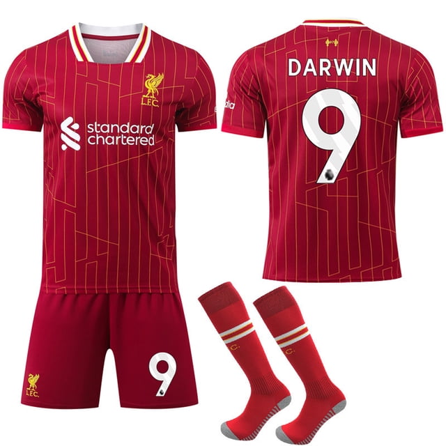 Liverpool Hemmafotbollströja Barn & Vuxen 2024-2025 Med Strumpor Nr.9 DARWIN No.9 DARWIN