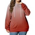 thumbnail image 2 of Sweaters for Women Women Plus Size Pullover Hoodie Gradient Print Long Sleeve Hooded Sweatshirt Hoodies for Women Womens Tops Red XL, 2 of 6