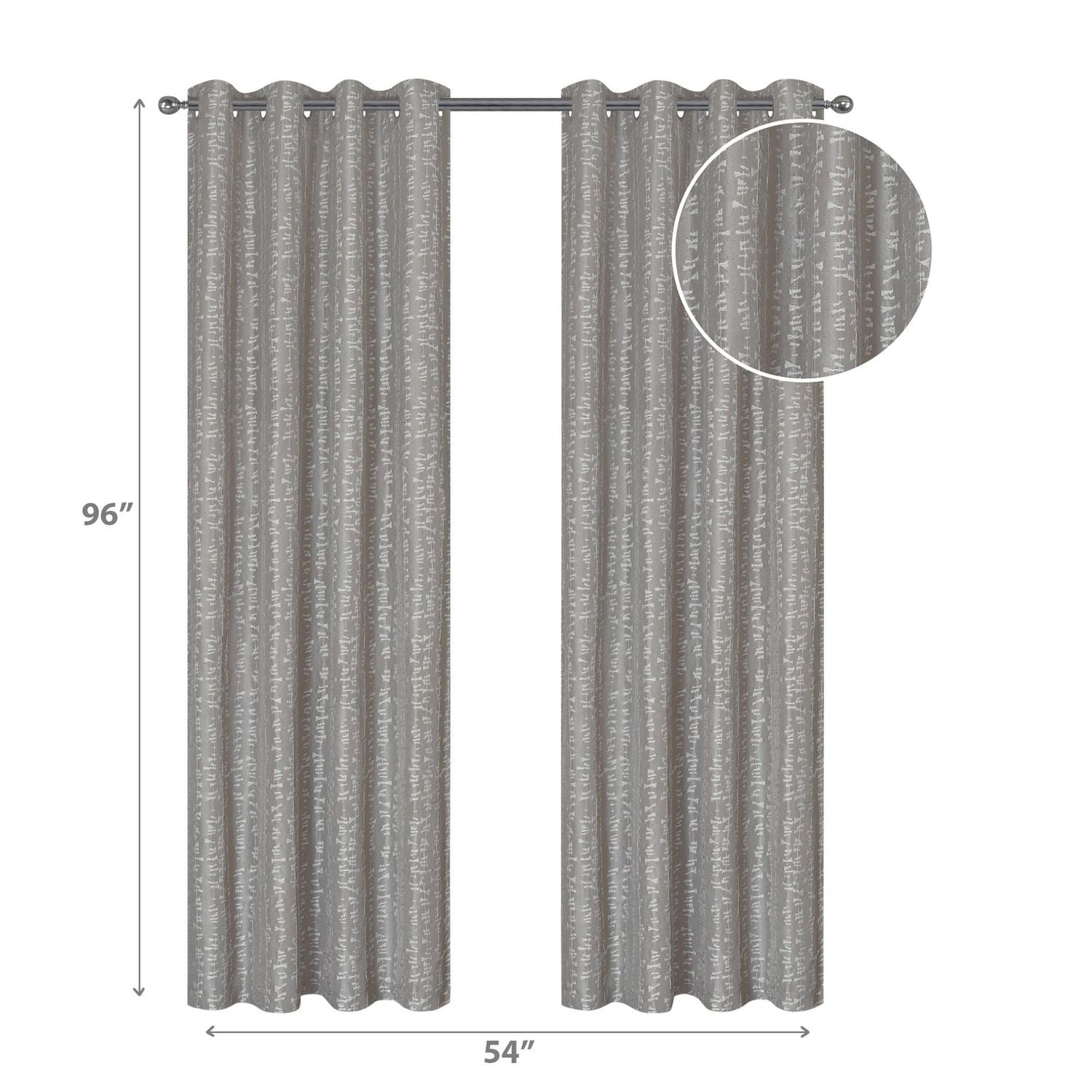 IH Casa Decor Jacquard Panel W 8 Grom Bowties Taupe 96" - Set of 2