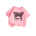 thumbnail image 3 of Zhuashum T-Shirts Fille Col Rond Hauts Enfant Imprimé Dessin Animé Graphique Manches Courtes Tee Simple Enfant Printemps Été Vêtements Rose 7-8 Ans, 3 of 5