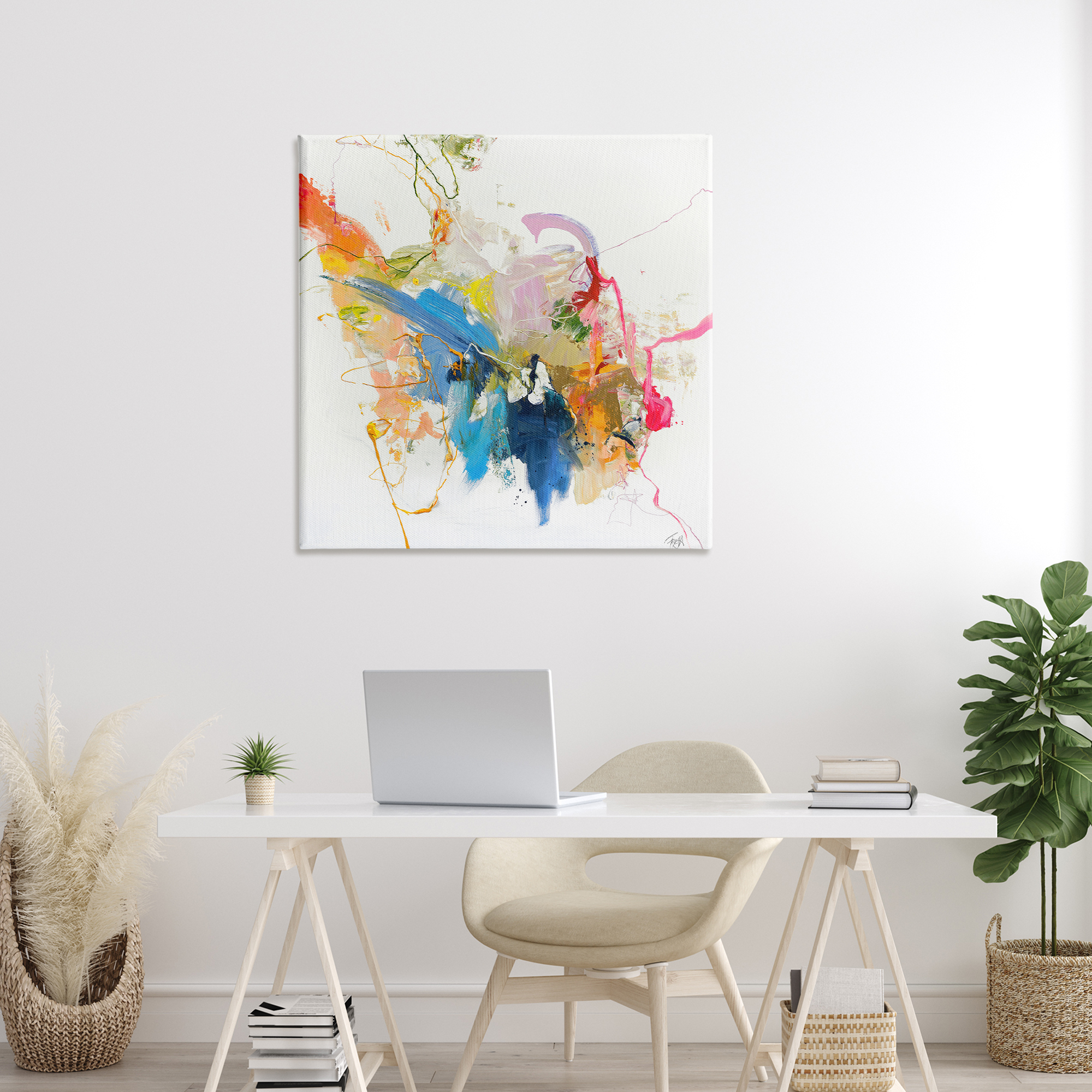Confident Pink Abstraction Canvas Wall Art, design by Design Fabrikken