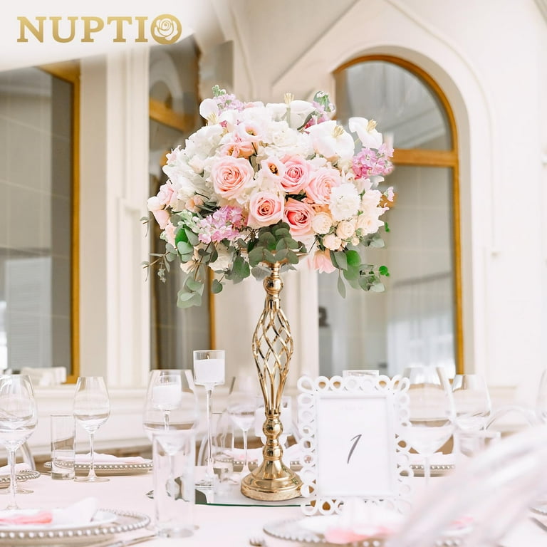 Nuptio Elegant Gold Metal Flower Stand, Tall Vase Floral Holder