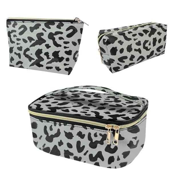 Deokke Bolsa De Maquillaje De 3 Piezas, Bolsa De Maquillaje De Viaje, Bolsas De Maquillaje Para Mujeres, Bolsa De Maquillaje De Gran Capacidad, Bolsa De Cosméticos De Pu, Impermeable Y Duradera, Patró