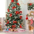 thumbnail image 4 of RMDQTR Festive Christmas Tree Skirt47.2x47.2in - Holiday Home Decor for Xmas Party Pink Bows and Peony Flowers, 4 of 6