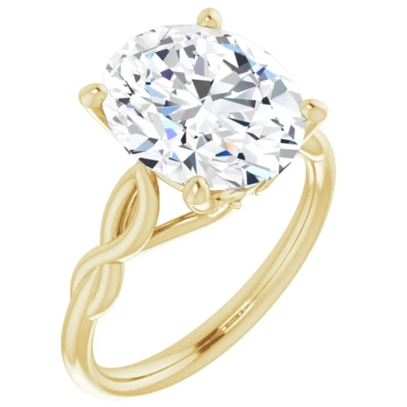 3 Carat Lab Diamond Engagement Ring Infinity Oval Yellow Gold