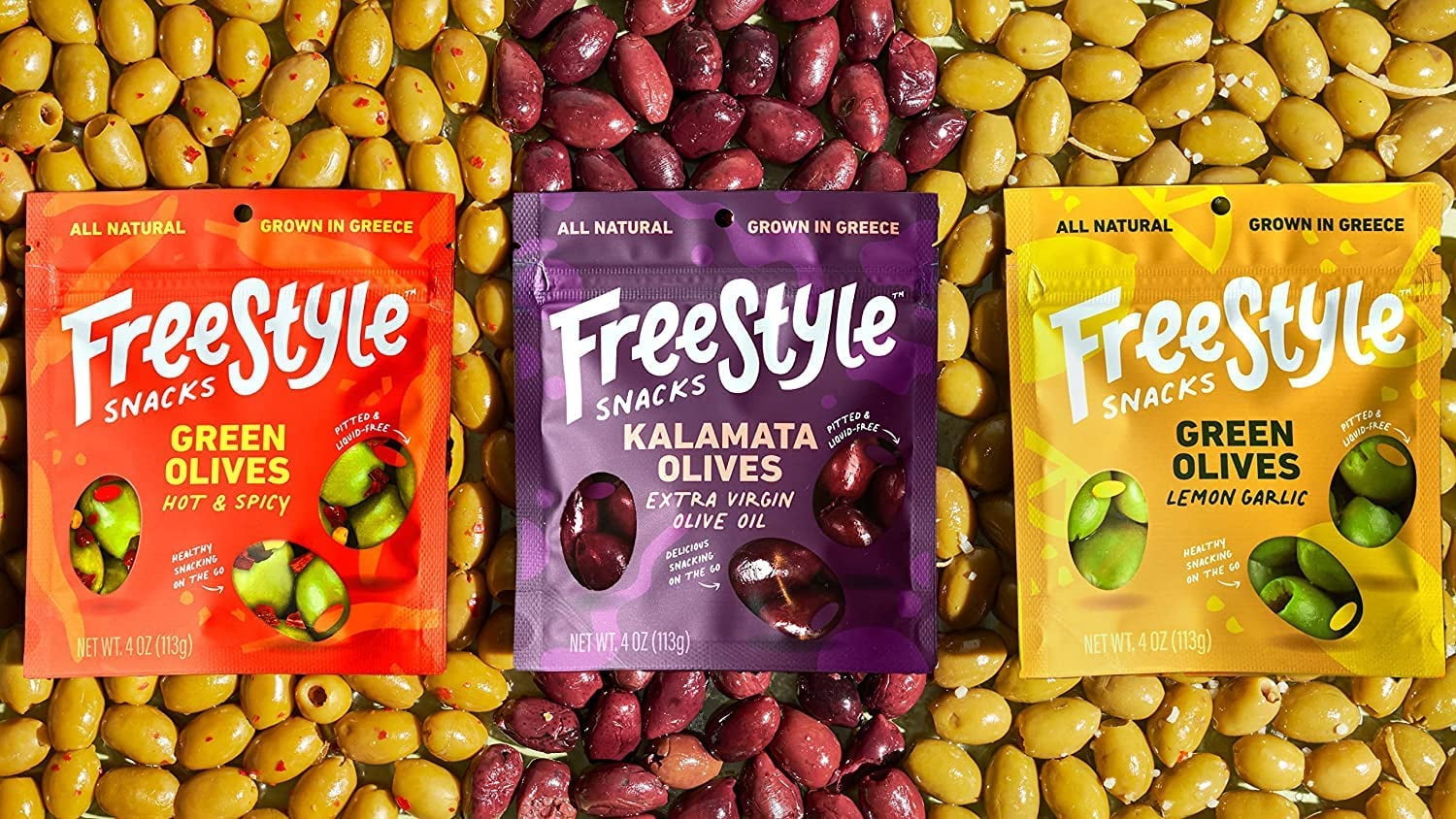 (Pack Of 6) Freestyle Snacks Olives Green Lemon Garlic 4 Oz