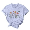 thumbnail image 2 of Giftesty Blouses for Women Dressy Casual Women Mother's Day Gift Mom Flower Print Short Sleeve Round Neck T-shirt Pattern Top, 2 of 7