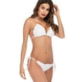 thumbnail image 5 of SAYFUT Women's Sexy Triangle Bikini Set Halter Top with Tie Side Bottom Two Pieces Swimwear Bathing Suit Blcak/White/Flower, 5 of 7