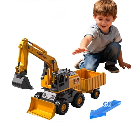 Lucky Doug Construction Truck Toy for Kid Ages 3-5-8, Friction Powered 3 IN 1 Construction Truck Set - Excavators, Dump Trucks, Bulldozers