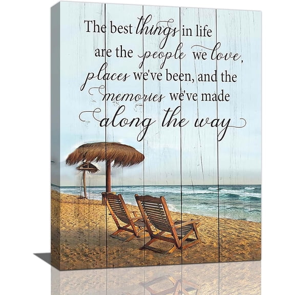 Beach Coastal Bathroom Wall Art Motivational Ocean Wall Decor Nautical Pictures Canvas Prints Painting Beach Decorations Framed Artwork for Bathroom Living Room Bedroom 12"x16"