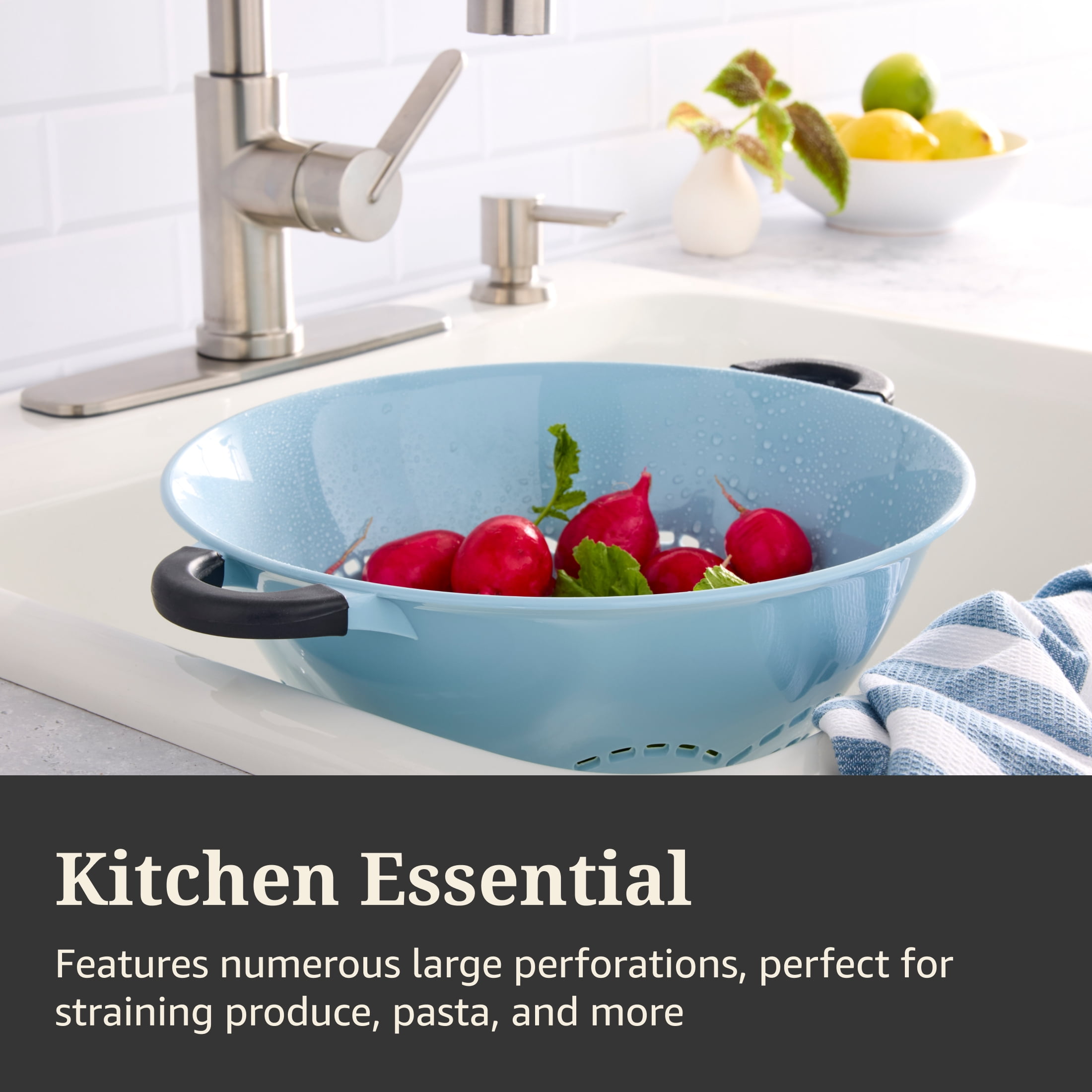 Farberware Soft Grips 5-Quart Colander Slate Blue