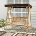 thumbnail image 1 of Costway 2 Personne Balançoire de Jardin en Bois un-Cadre avec Canopée Résistant aux Intempéries, 1 of 10