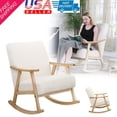 thumbnail image 2 of Rocking Chair Nursery Teddy Gliding Modern Accent Chair Upholstered Armchair Padded Seat White, 2 of 9