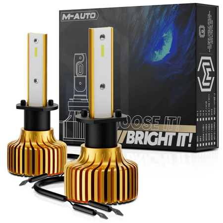 M-AUTO 2X 12V/24V H1 6500K Headlight LED Bulb High/Low Beam DRL Daytime Running Lighting Fog Lamp with Aluminum Heatsink