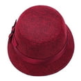 thumbnail image 4 of SPRING PARK Elegant Solid Color Women Floral Ribbon Vintage Linen Bowler Classic Sun Hat Fedoras Bucket Cap, 4 of 6