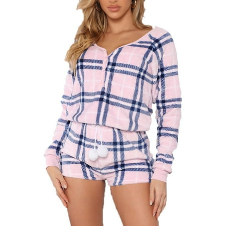 

Summer Savings Clearance 2022! Women s Plush Stripe Lattice Fashion Comfortable Casual Sleepwear Homewear Rompers Ladies Homewear Pajamas Jumpsuit