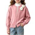 thumbnail image 2 of Xdegoge Girls Cardigan Sweaters Crewneck Long Puff Sleeve Open Front Knit Outerwear Cute Fall Winter Chunky Sweater Tops Warm Casual Knitwear for Kids School Wear, 2 of 8