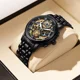 thumbnail image 2 of Reloj De Hombre Cuarzo De Tres Botones Impermeable Fecha Correa Negro Bisel Dorado Fondo Negro, 2 of 7