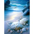 thumbnail image 1 of Pintura de diamante 5D DIY taladro redondo completo Kit de concha costera decoración 30x40cm azul, 1 of 9