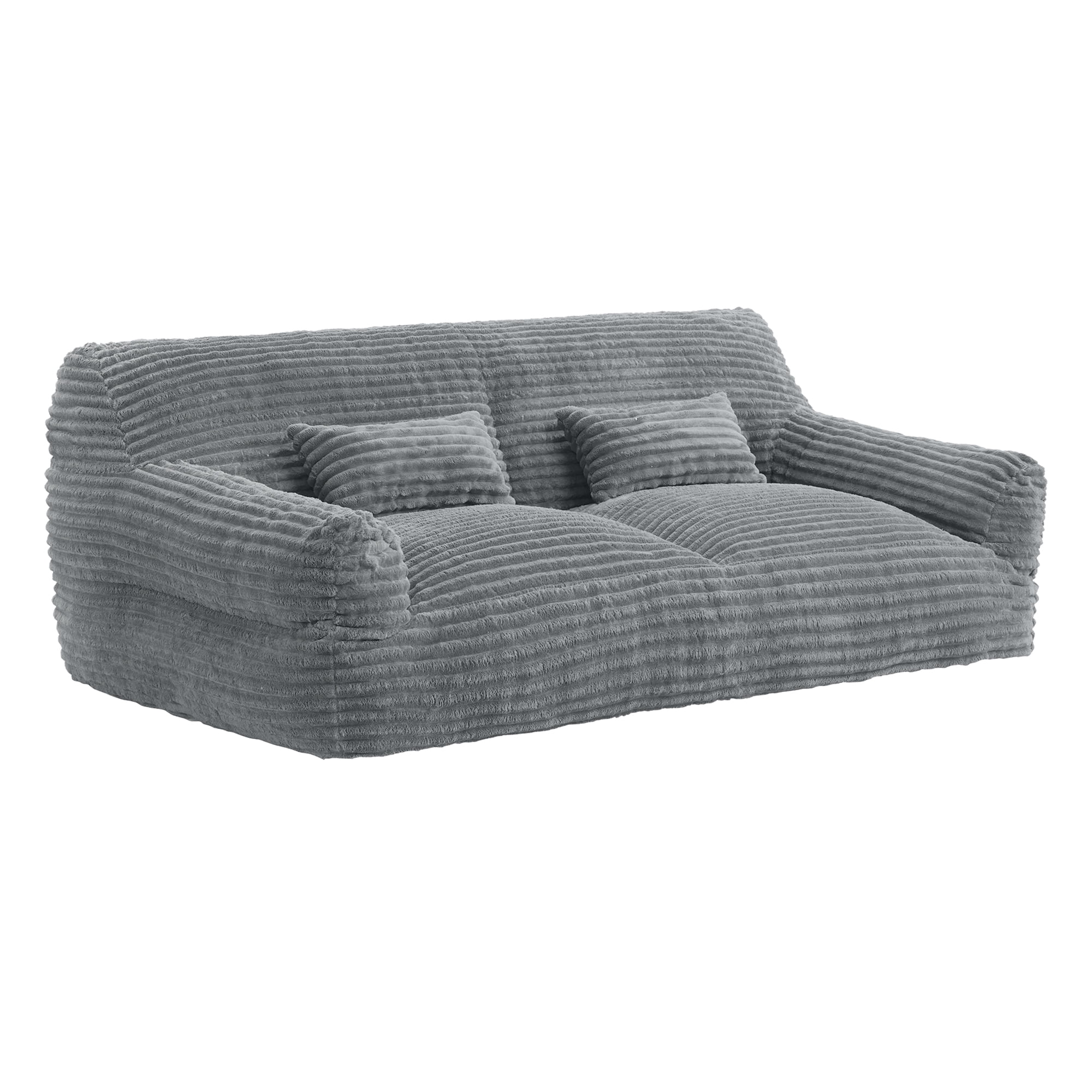 Spruce & Spring Ultra-Plush Fleece Lazy Sofa with Pillow & Blanket, Cozy Bean Bag Loveseat for Living Room & Bedroom, Dark Gray