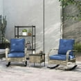 thumbnail image 2 of Demifill 3 Piece Wicker Patio Furniture Set with Cushions, Outdoor PE Rattan Rocking Chairs with Coffee Table for Yard, Patio, Gray, 2 of 20
