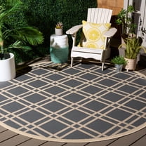Safavieh Courtyard Jasper Geometric Indoor/Outdoor Area Rug, Anthracite/Beige, 7'10" x 7'10" Round