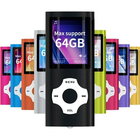 Lecteur MP3/MP4 portable, noir avec écran LCD 1,8 pouces et fente pour  carte mémoire