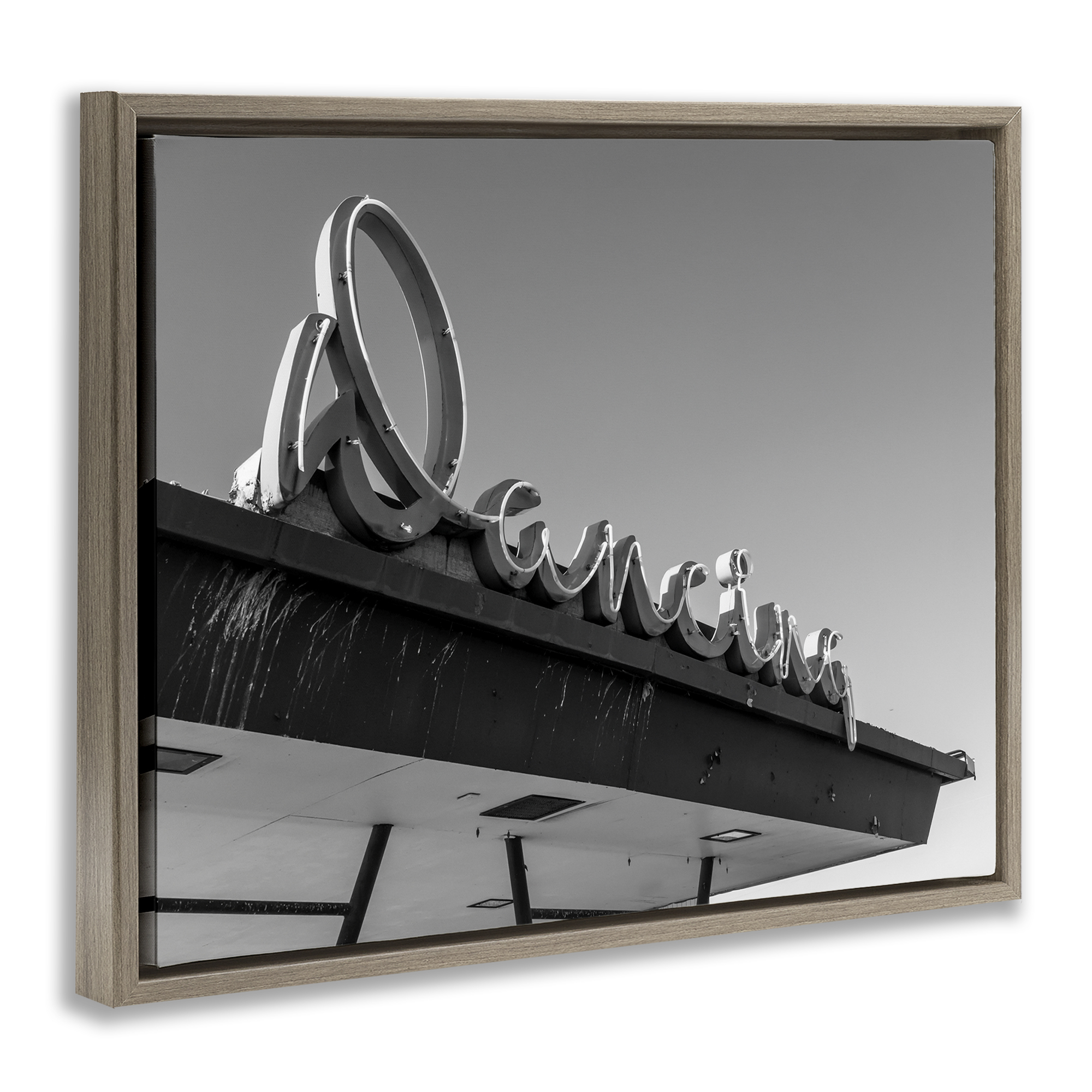 Stupell Industries Vintage Dancing Sign Entertainment Photography Brown Floater Framed Canvas Art Print Wall Art, 31 x 25