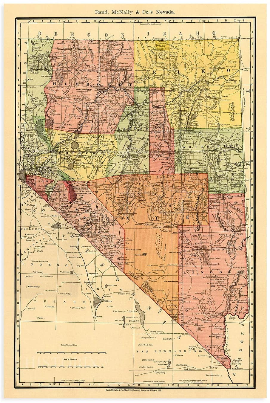 Historix Vintage 1893 Nevada State Map 16x24 Inch Vintage Map Of Nevada Wall Art Vintage Nevada Railroad Map Nevada Wall Decor Nevada Home Decor Old Nevada Map Walmart Com Walmart Com