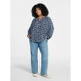thumbnail image 2 of Terra & Sky Women's Plus Size Button Blouse with 3/4-Length Sleeves, Sizes 0X-5X, 2 of 5
