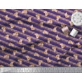 thumbnail image 3 of Soimoi Purple polyester Crepe Fabric Fox & Stripes Kids Print Fabric by the Yard 52 Inch Wide, 3 of 3