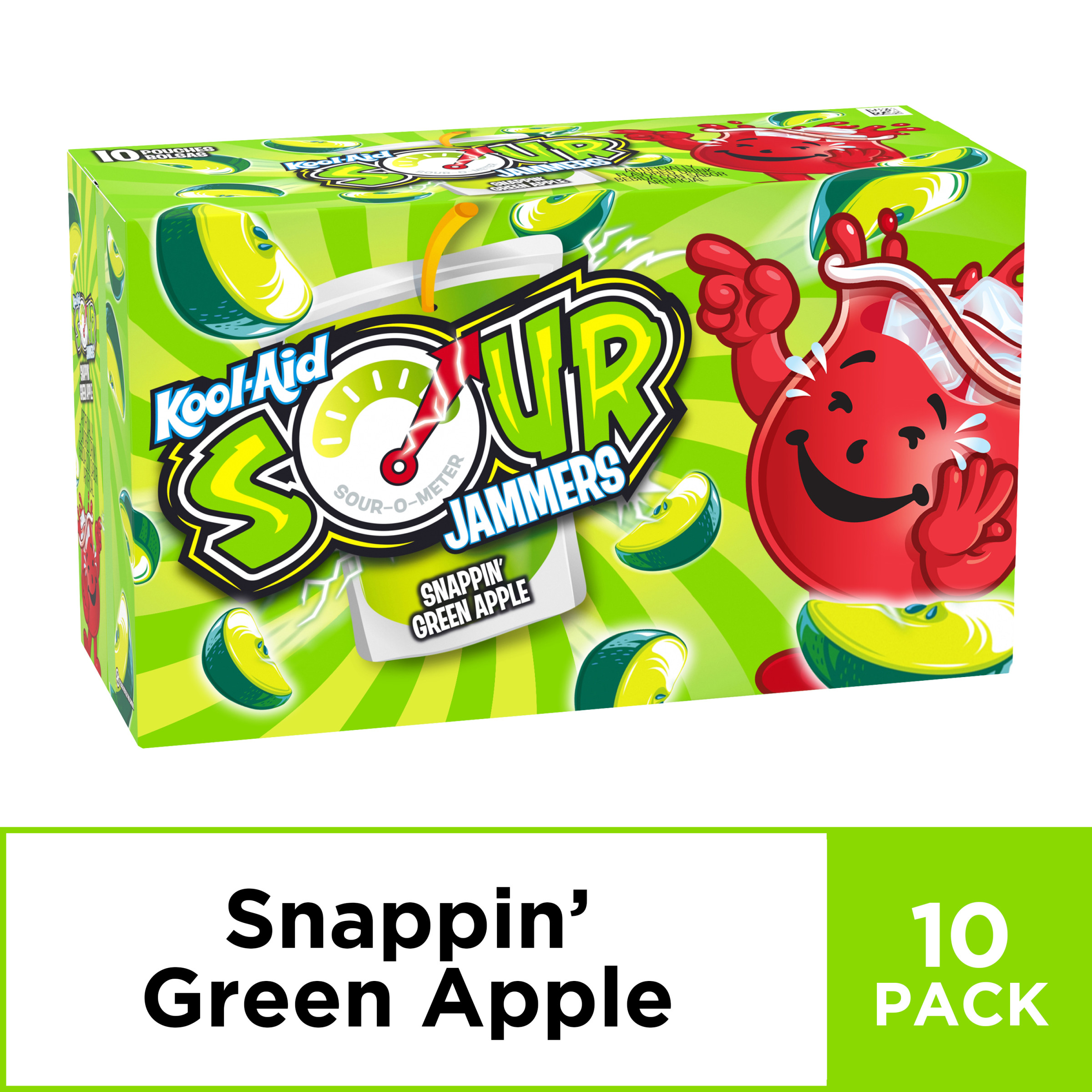 KoolAid Jammers Sours Green Apple Artificially Flavored Drink, 10 ct. Pouches, 60 fl. oz. Box