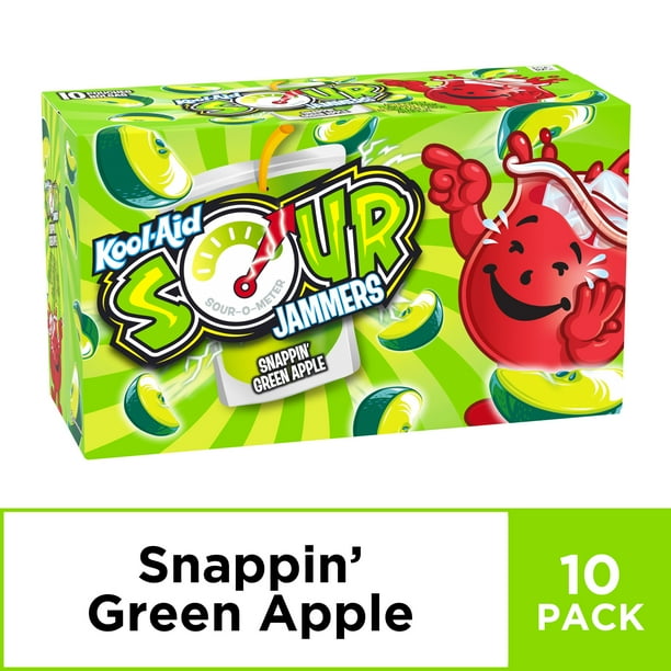 KoolAid Jammers Sours Green Apple Artificially Flavored Drink, 10 ct