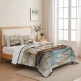 thumbnail image 5 of Quilts Queen Size Bedding Set, Coastal Nautical Lightweight Quilted Comforter, Summer Ocean Vintage Sailboats Waves Soft Reversible Bedspread Coverlet with Pillow Covers for All Season, 90" x 96", 5 of 9