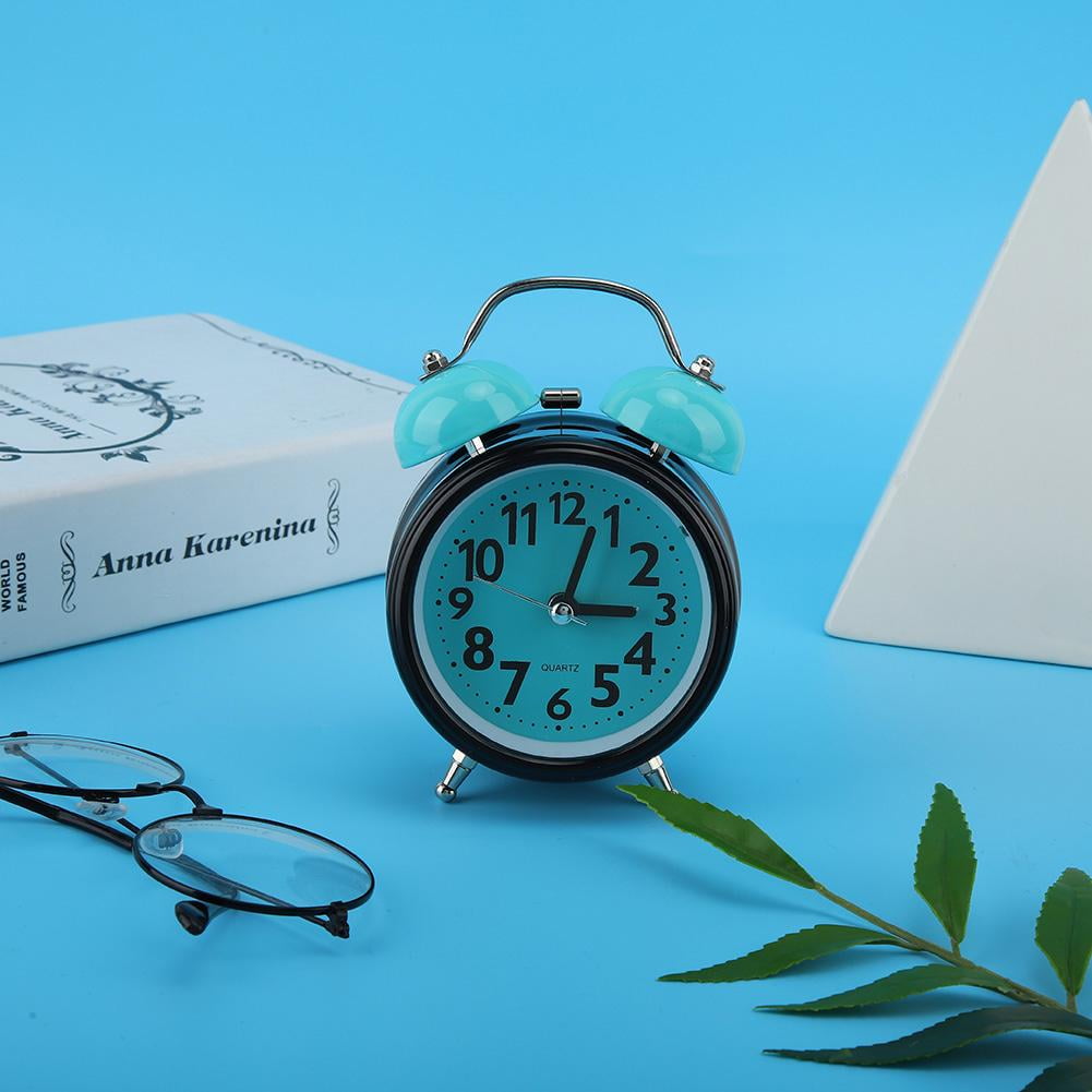 Rdeghly Light Blue Night Luminous Alarm Clock Double Bell Alarm Clock