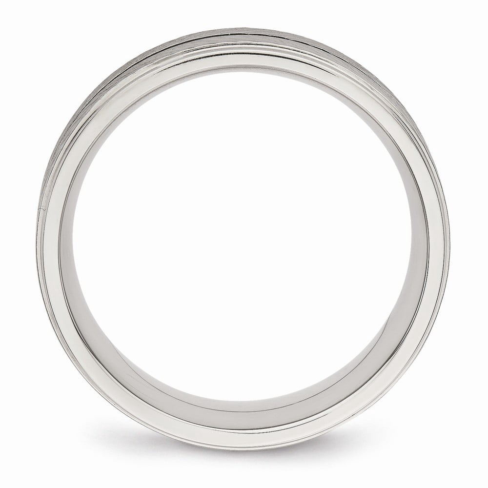 8mm Stainless Steel Polished Grooved Ring - Size 10