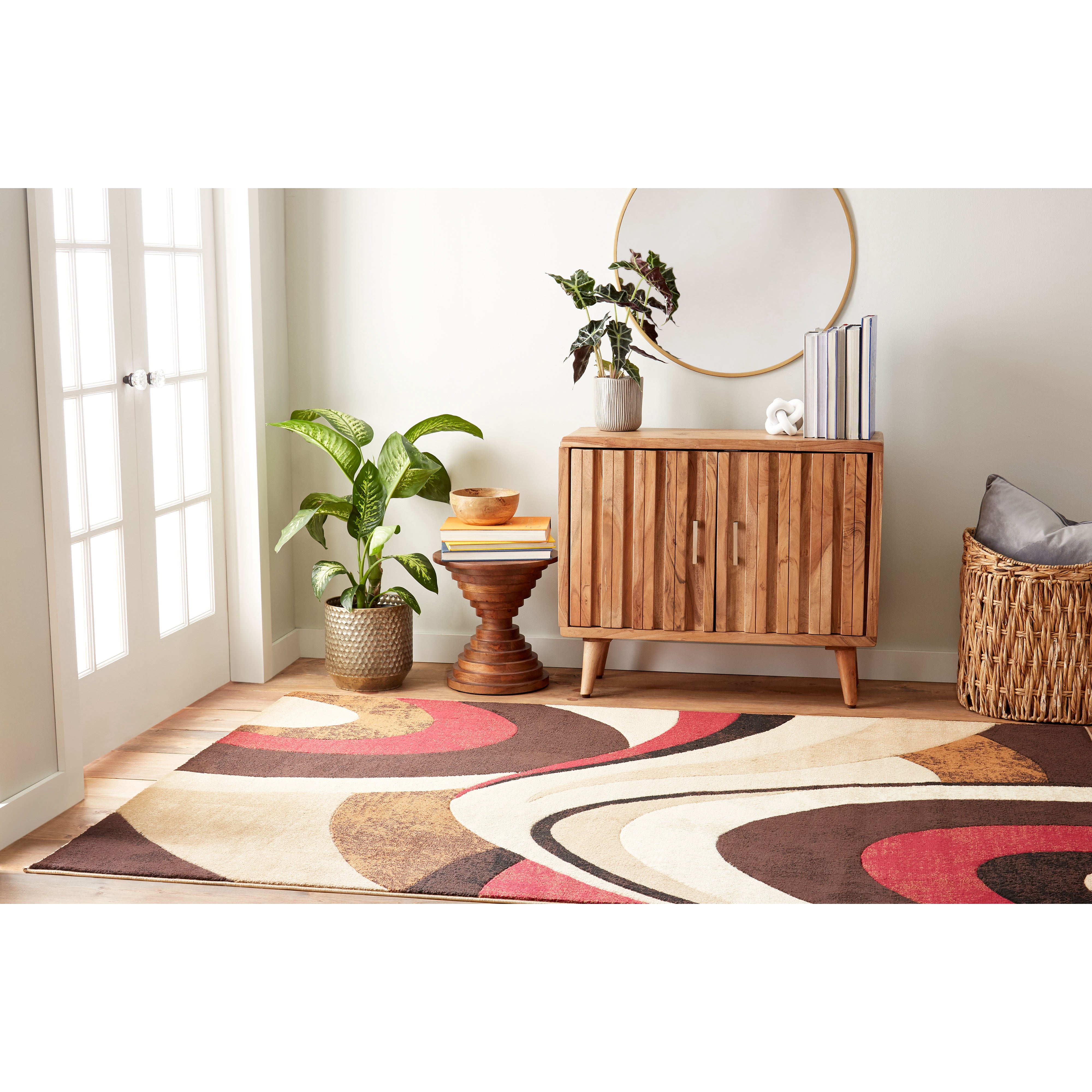 Home Dynamix Tribeca Slade Contemporary Abstract Area Rug, Brown/Red, 18.9"x31.5"