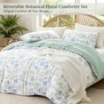 thumbnail image 6 of Exclusivo Mezcla Floral Queen Comforter Set, 3 Pieces Queen Size Lightweight Bedding Comforters, White Botanical Flowers Pattern, 6 of 7